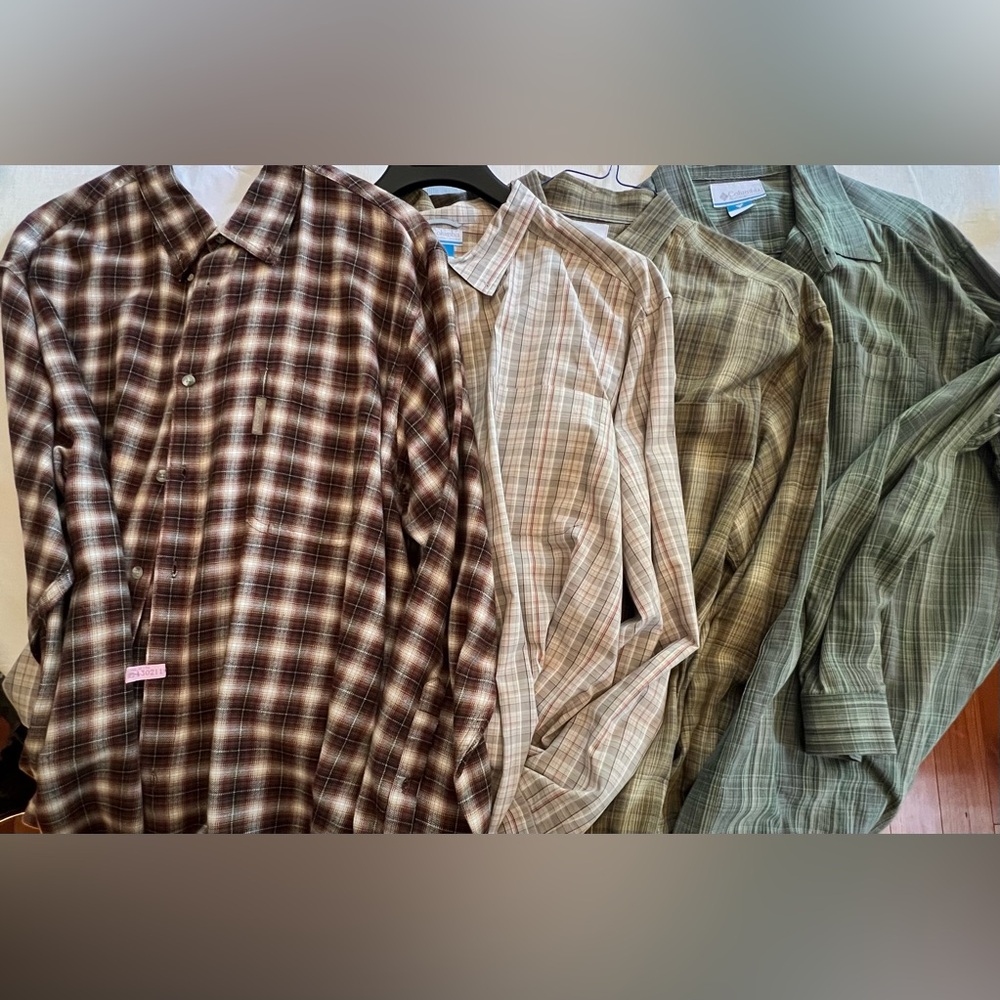 Columbia Sportswear Men’s XXL Plaid Button Down Long Sleeve Shirt Bundle